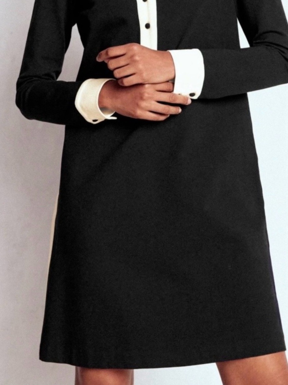 Boden Black Mini Dress with White Contrast Trim
